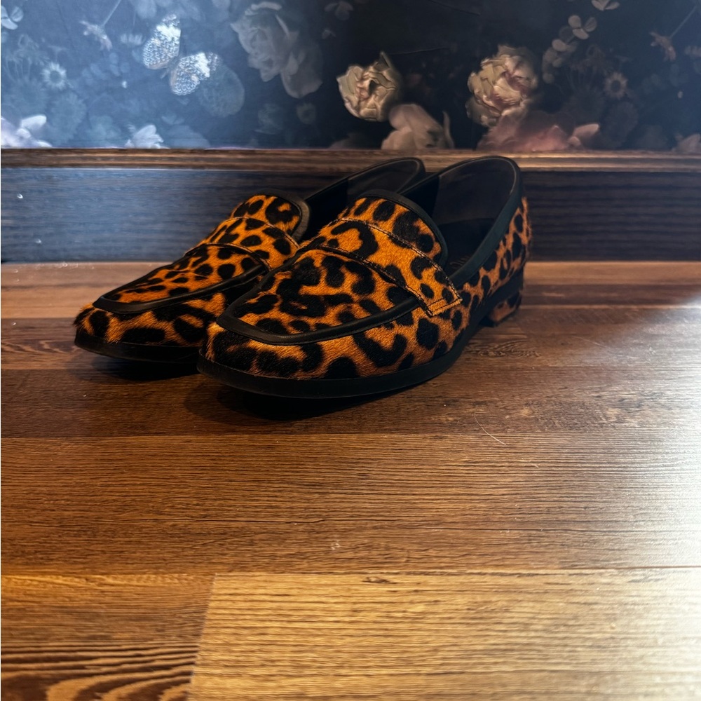 Women’s Leopard Print Velvet Loafers - Orange/Black